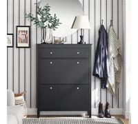 FSR89-SCH Armoire à Chaussures Meuble de Rangement à Chaussures 2 abattants Meuble d'entrée Coffre Rangement