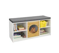 Sobuy Fsr91-W Banc De Rangement Pour Enfant Coffre À Jouets Banc À Chaussures Avec Maison De Chat Commode À Chaussures Avec Coussin D'assise 100 X 35 X 53 Cm