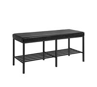 SoBuy FSR93-SCH Banc de Rangement à Chaussures Meuble avec Assise Tabouret en Similicuir Étagère à Chaussures Noir- 106x40x48 cm