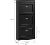 SoBuy Meuble à chaussures FSR94-SCH – 3 abattants, 6 étagères – Noir – Pour entrée et couloir