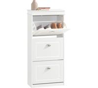 SoBuy FSR94-W Armoire à chaussures avec 3 abattants Étagère à chaussures avec 6 étagères Commode à chaussures blanche LHT environ : 53x117x24cm