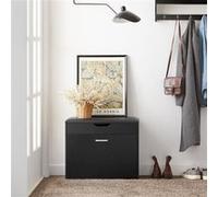 SoBuy FSR95-SCH Banc à Chaussures 1 abattant avec Assise Rabattable Coussin Rembourrée Noir G