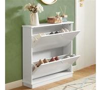 SoBuy Meuble à Chaussures Meuble Chaussures Entrée - 2 Abattants Fins Peu Encombrant - Range Chaussures 8-10 Paires - pour Couloir Appartement - Blanc 76x18x78cm - FSR99-W