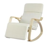 SoBuy® FST16-W Fauteuil à Bascule Avec Repose-pied Réglable Design Rocking Chair Fauteuil Relax Bouleau Flexible