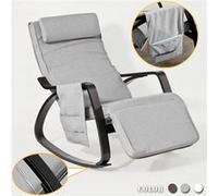 SoBuy® FST20-HG Eponge plus épais!! Fauteuil à bascule berçante relax avec pochette latérale amovible, Rocking Chair Bouleau Flexible Gris, Gris