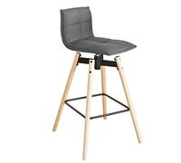 SoBuy® FST45-DG Tabouret de Bar Cuisine Rotatif à 360° avec Dossier et Repose-Pieds Fauteuil bistrot Haute qualité