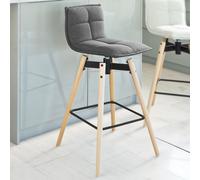 Sobuy® Fst45-Dg Tabouret De Bar Cuisine Rotatif À 360° Avec Dossier Et Repose-Pieds Fauteuil Bistrot Haute Qualité Gris