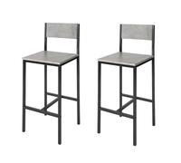 SoBuy FST53-HGx2 Lot de 2 Chaises Hautes Tabourets de Bar Cuisine Chaises de Bar Gris
