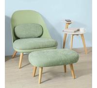 SoBuy FST63-GR Fauteuil individuel avec pouf et coussin de dossier, fauteuil de relaxation, fauteuil lounge, fauteuil TV, fauteuil de lecture avec pieds en bois massif, vert menthe