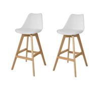 Sobuy Fst69-W X2 Lot De 2 Tabourets De Bar Cuisine Tabouret Haut De Bar Avec Dossier Et Repose-Pieds Haute Qualité Blanc
