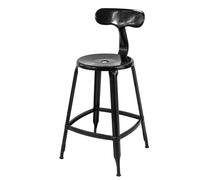 SoBuy FST80-Sch Tabouret De Bar Design Industriel en Métal Robuste Chaise Haute De Cuisine avec Dossier et Repose-Pied - Noir