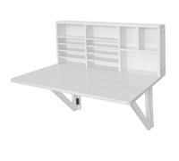 Sobuy Fwt07-W Bureau Table Murale Rabattable Avec Armoire Murale Intégrée, Table Cuisine Pliable, Table De Repas -Blanc Blanc