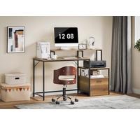 SoBuy FWT103-PF Bureau avec 3 étagères Table d'ordinateur Table de travail pour home office Bureau d'angle Design industriel LHT env. 143x90x50cm