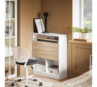 SoBuy FWT104 Table pliante avec armoire intégrée Table pliable avec armoire Table de bureau pliable avec armoire BLANC