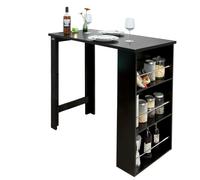 Sobuy Fwt17-Sch Table De Bar Mange-Debout Table Haute De Cuisine Avec 3 Étagères De Rangement ¿ Noir Dimensions : 112 X 106 X 57 Cm Noir