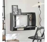 SoBuy® FWT18-Sch Table Murale Bureau avec Étagère intégrée Armoire de Rangement Murale (Noir)