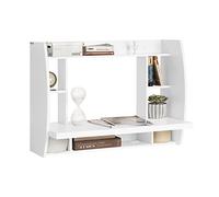 SoBuy® FWT18-W Table Murale Bureau avec Étagère intégrée Armoire de Rangement Murale (Blanc)
