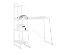 SoBuy® FWT29-W Bureau Informatique Secrétaire Table Plan de Travail avec 3 étagères Cadre métal -Blanc