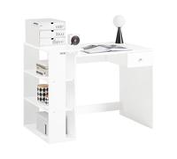 SoBuy® FWT35-W Table Bureau Informatique Plan de Travail avec 3 étagères et 1 tiroir - Blanc
