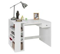 Sobuy® Fwt35-W Table Bureau Informatique Plan De Travail Avec 3 Étagères Et 1 Tiroir - Blanc Blanc