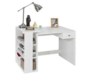 Sobuy® Fwt35-W Table Bureau Informatique Plan De Travail Avec 3 Étagères Et 1 Tiroir - Blanc Blanc