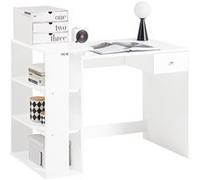 SoBuy FWT35-W Table Bureau Informatique Plan de Travail avec 3 étagères et 1 tiroir Blanc G