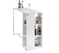 Sobuy® Fwt39-W Table Haute De Bar Table De Bar Mange-Debout Cuisine Avec 3 Étagères De Rangements ¿ Blanc Blanc