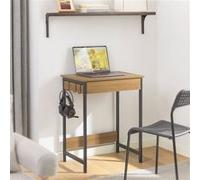 SoBuy Petit Bureau avec 1 Tiroir et 2 Crochets Bureau Gaming avec Etagères de Rangement Desk Multifonctionnel pour Chambre Table Gaming Naturel 60x40x77cm FWT43-N