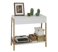 Sobuy® Fwt48-Wn Table Console Table D'appoint Avec Tiroir Et Étagère L84cm X P34cm X H77cm
