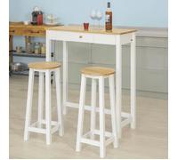 SoBuy FWT50-WN Set De 1 Table+2 Tabourets Table Mange Debout Table Haute Blanc G