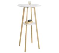Sobuy® Fwt58-Wn Table De Bar Table Haute De Bar Mange-Debout Cuisine Table Café Ronde Scandinave Meuble D'entrée De Rangement - 2 Plateaux Ronds Blanc