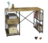 SoBuy FWT61-N Bureau Informatique Table d’étude Plan de Travail avec Tiroir et 4 Étagères pour Bureau, Salon, Cadre en Métal, Style Industriel - 118x48x75cm
