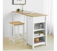 SoBuy FWT64-WN Table Haute de Bar Table de Cuisine Mange-Debout, Tabourets de bar non inclus