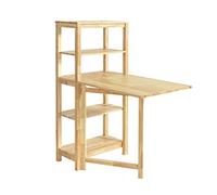SoBuy FWT70-N klappbarer Esszimmertisch mit Regal Esstisch aus Kautschukholz Klapptisch Küchentisch Schreibtisch Holztisch für Küche, Esszimmer BHT ca.: 98x126x60cm