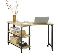 SoBuy FWT83-N Table d'appoint en forme de L avec 2 étagères Table de salon à roulettes Table basse Bureau d'angle Table d'ordinateur LHT environ : 133x69x30cm