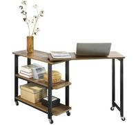 SoBuy FWT83-PF Table d'appoint Rotative, Table Console Mobile avec 2 étagères et 6 roulettes - 133 x 30 x 69 cm
