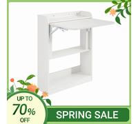 SoBuy FWT92 table d'ordinateur pliante avec étagères table pliante table de travail table de bureau pour table murale de bureau à domicile BLANC
