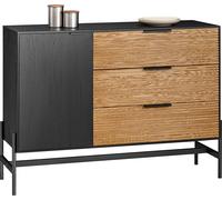 SoBuy HFSB02-SCH Buffet Bas, Commode Armoire de Rangement, Buffet Bahut pour Cuisine Salle à Manger Salon Entrée avec Placard, 1 Porte et 3 Tiroirs Bois