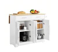 SoBuy Ilot Central Cuisine à roulettes cachées & Plan Pliable 115x68,7x91cm