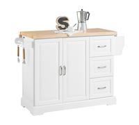 SoBuy Îlot Central Cuisine avec Plan Extensible, 3 tiroirs 130×91×46-71 cm