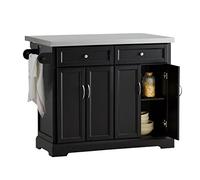 SoBuy ilot Central Cuisine avec Rangement et Plan de Travail Pliable desserte Cuisine à roulettes Meuble Cuisine avec Plan de Travail Noir 115x92x(46-71) cm FKW71-II-SCH