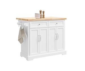 SoBuy ilot Central Cuisine avec Rangement et Plan de Travail Pliable desserte Cuisine à roulettes Meuble Cuisine avec Plan de Travail Blanc 115x92x(46-71) cm FKW71-III-WN