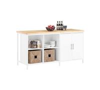 SoBuy Ilot Central Cuisine - Îlot de Cuisine 3-en-1 avec Rangement et Placard, Buffet Salle à Manger, Meuble de Cuisine Multifonction 170x60x89 cm Blanc KNL09-WN