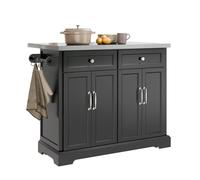 SoBuy Ilot Central Cuisine Plan INOX Extensible & roulettes, 115×92×46-71cm