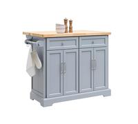 SoBuy Îlot Central Cuisine, plan pliable & roues, 115x92x(46-71)cm, cuisine