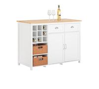 SoBuy Îlot Central de Cuisine, 2 paniers rotin & rallonge Bois, 120x90x56cm