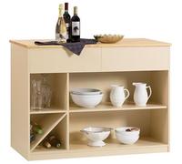 SoBuy Îlot Central de Cuisine Buffet Armoire Rangement 2 Tiroirs Compartiments Plan de Travail L120xP60xH90cm