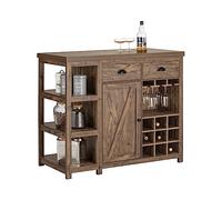 SoBuy îlot Central de Cuisine, Comptoir, Placard, Buffet de Rangement, Armoire avec 3 Étagères, 2 Tiroirs, Porte, Porte-Verres et Porte-Bouteilles - 110x55x95 cm, SVW20-N