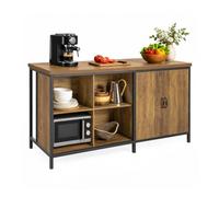 SoBuy Îlot de Cuisine 170 x 60 x 89 cm - Finition Bois, Cadre Acier Noir | Petite ou grande cuisine : à poser au centre ou contre le mur, il étale la préparation et range casseroles et ustensiles