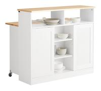 SoBuy FSB36-WN Buffet de Rangement Placard de Cuisine Ilot de Cuisine Armoire de Cuisine avec Portes Coulissantes et Plan de Travail Extensible